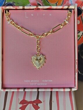 LEITH Cubic Zirconia Heart Pendant Necklace